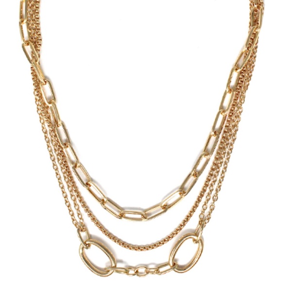 3 Layered Oval Linked Chain Neckalce Set